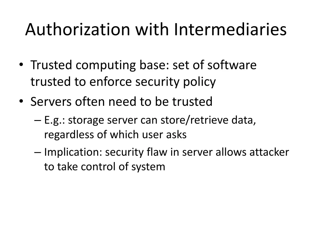 authorization with intermediaries