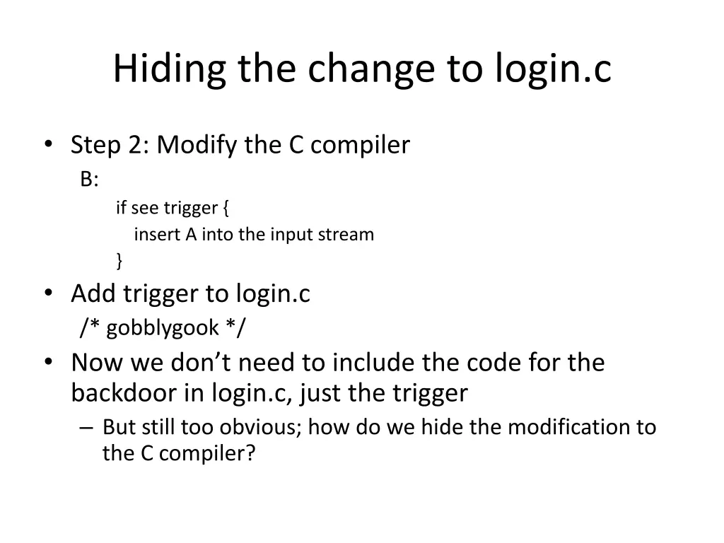 hiding the change to login c