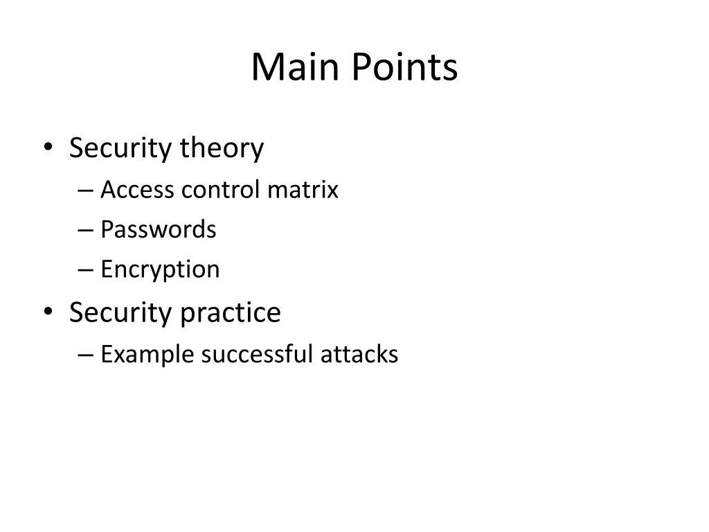 main points