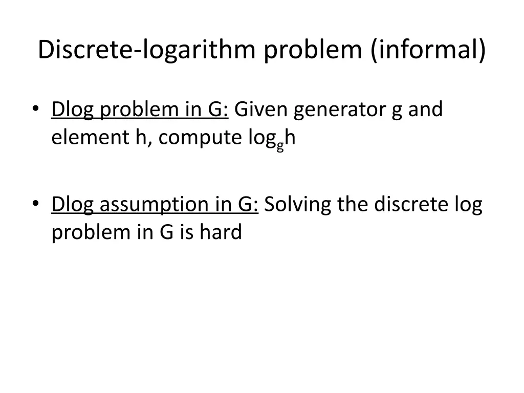 discrete logarithm problem informal