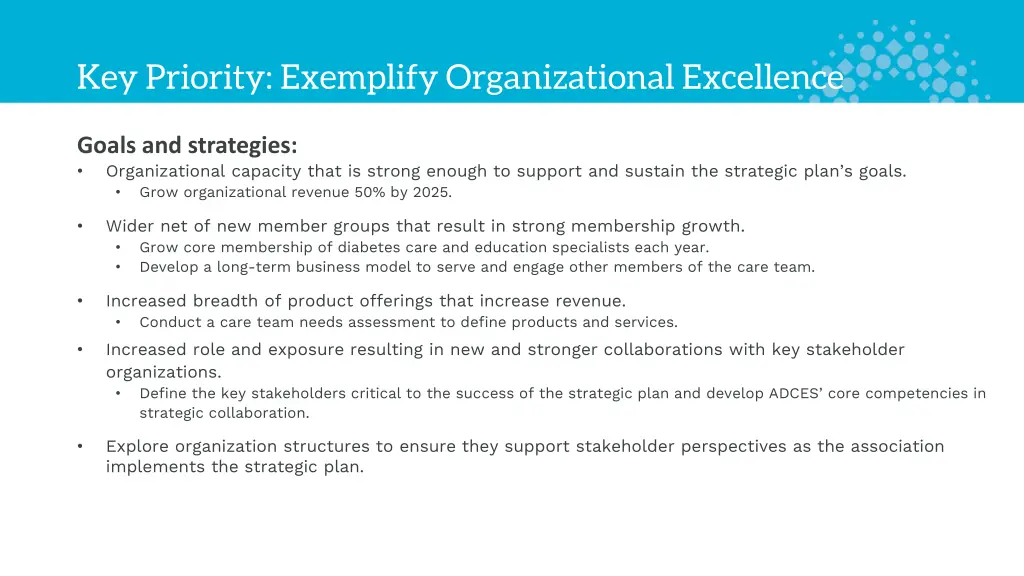 key priority exemplify organizational excellence