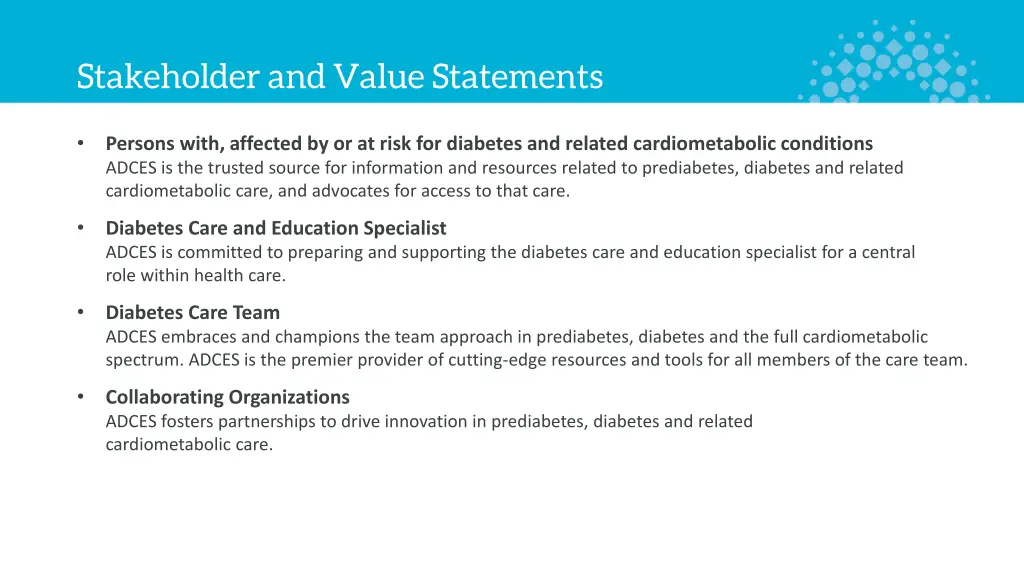 stakeholder and value statements