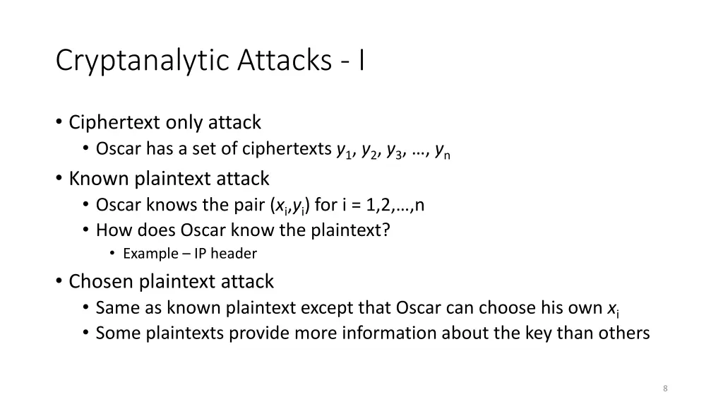 cryptanalytic attacks i