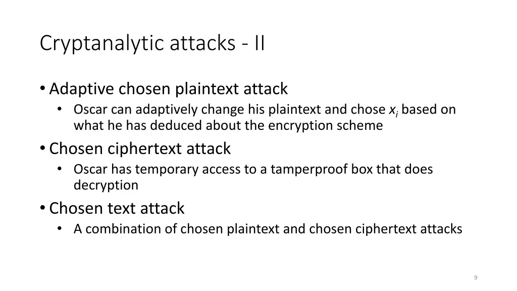 cryptanalytic attacks ii