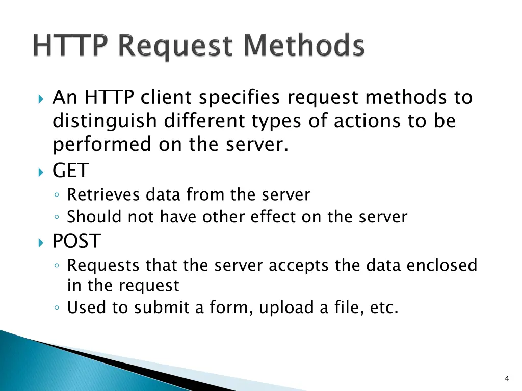 an http client specifies request methods
