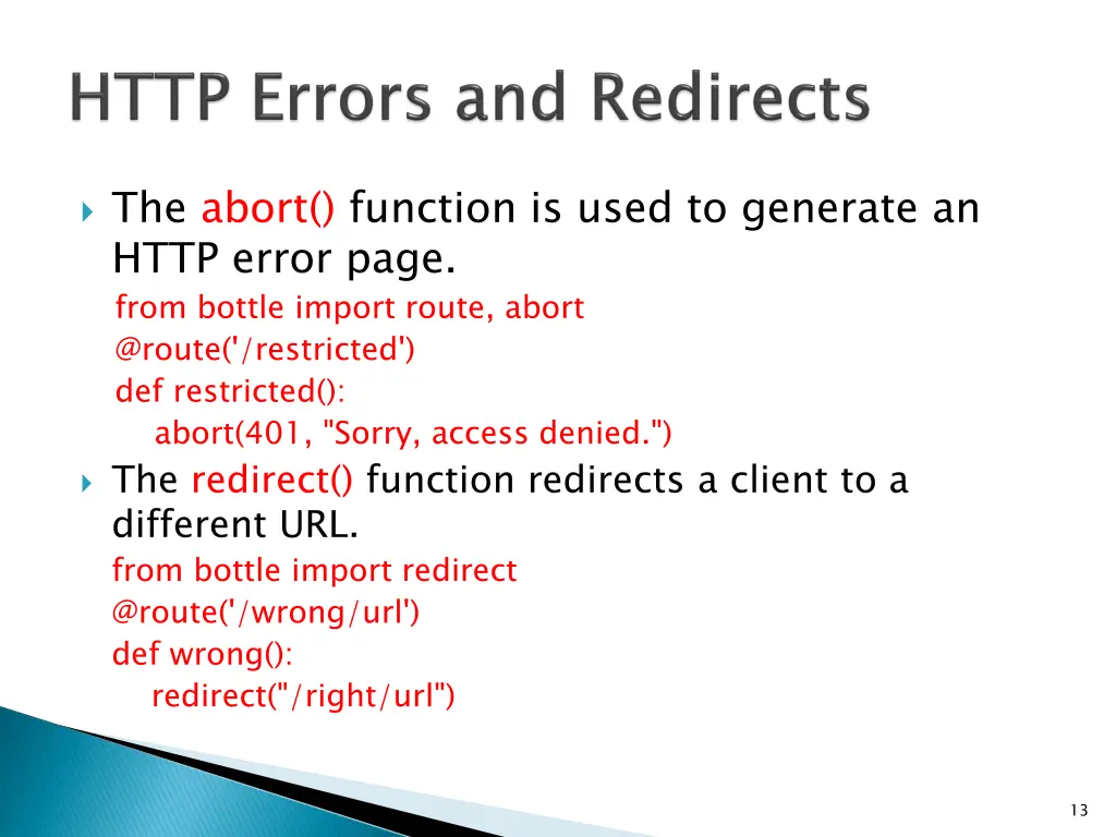the abort function is used to generate an http