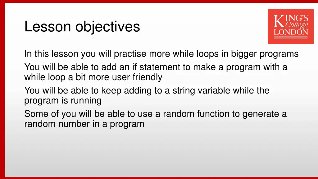 lesson objectives
