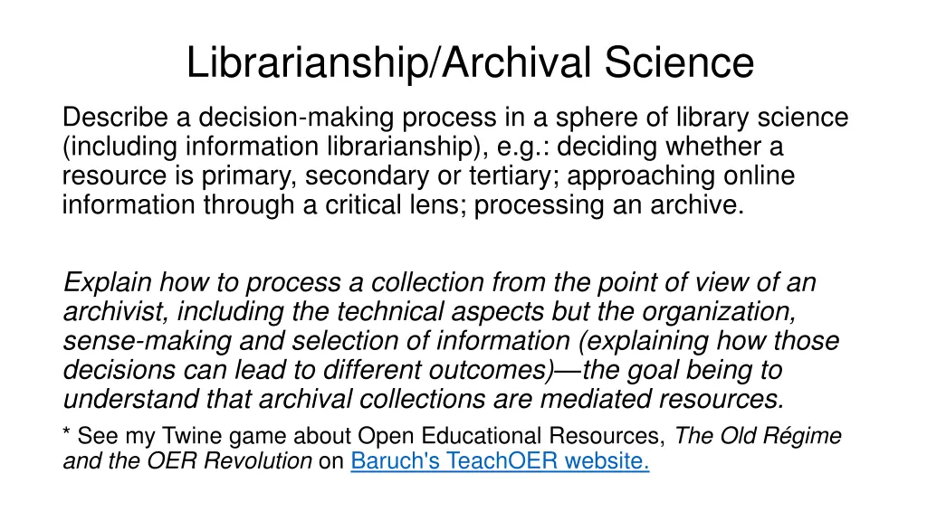 librarianship archival science
