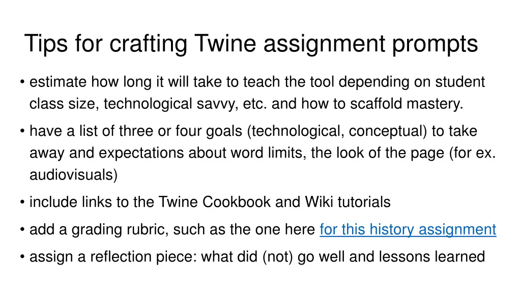 tips for crafting twine assignment prompts