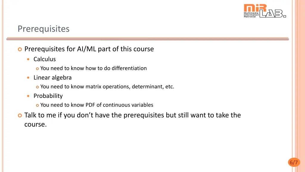 prerequisites