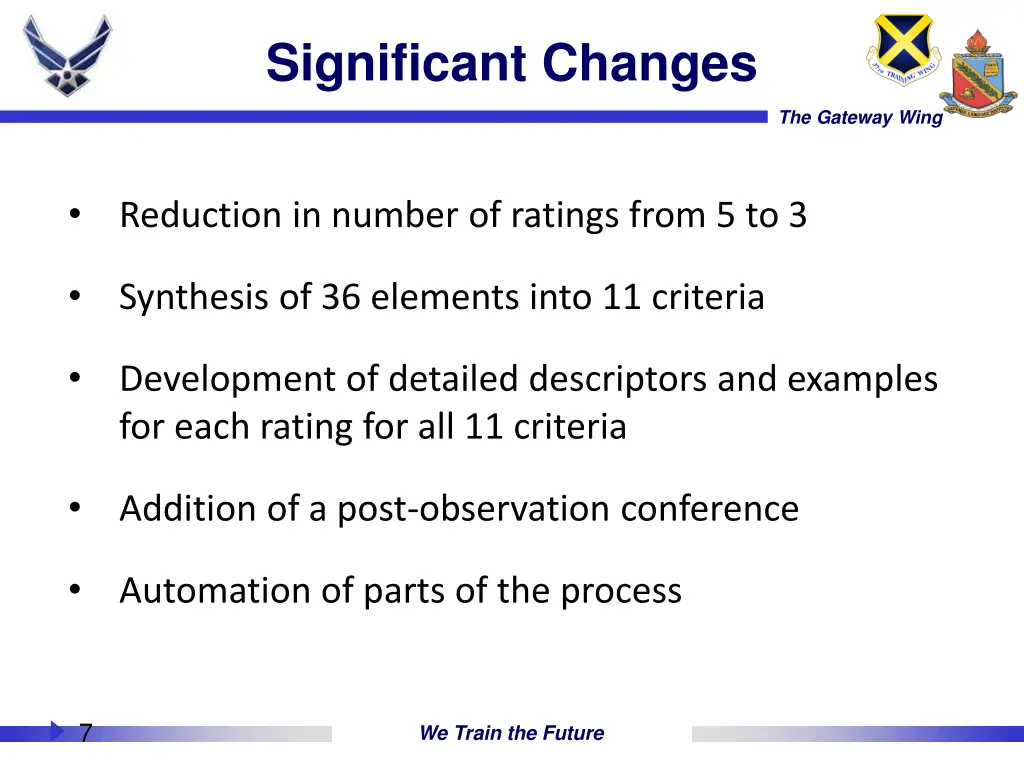 significant changes