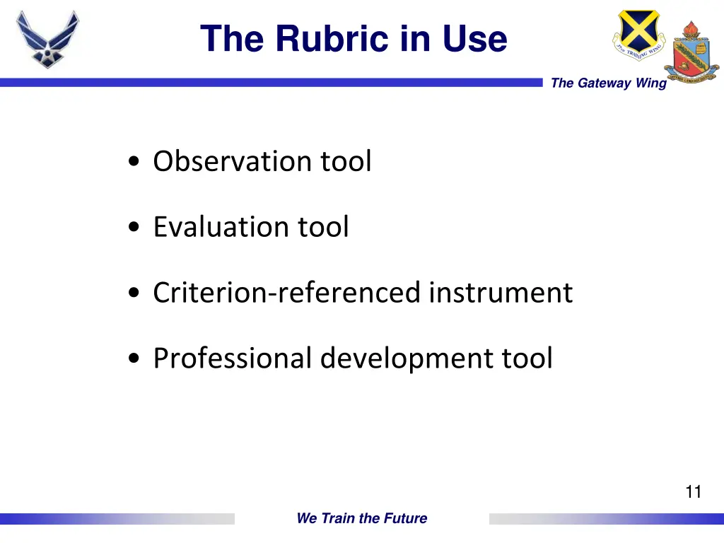 the rubric in use