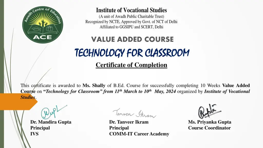 institute of vocational studies a unit of awadh 19