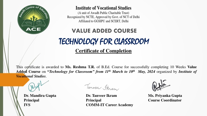 institute of vocational studies a unit of awadh
