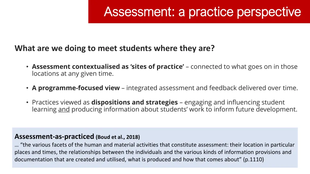 assessment a practice perspective assessment