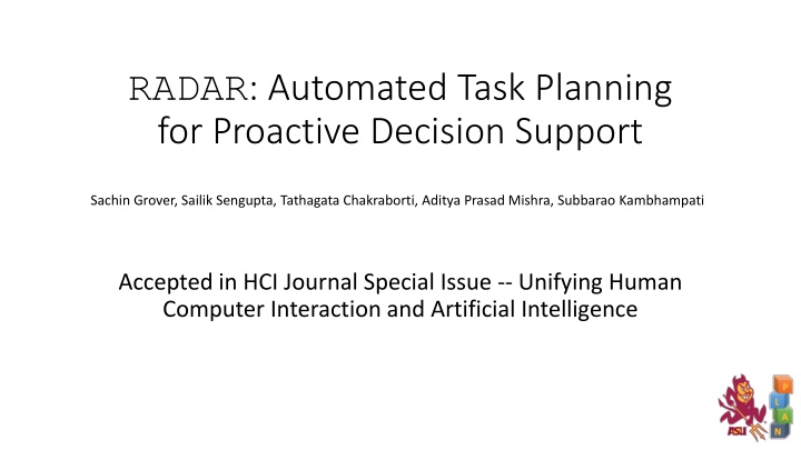 radar automated task planning for proactive