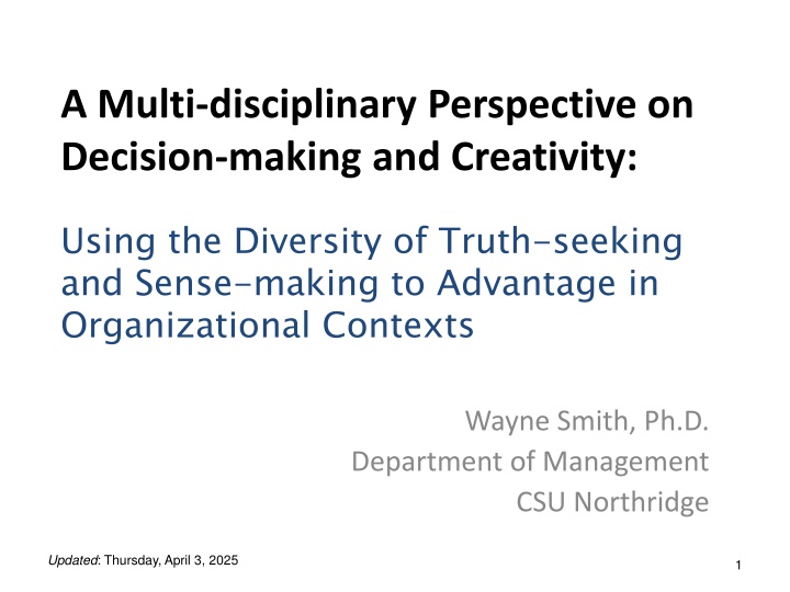 a multi disciplinary perspective on decision