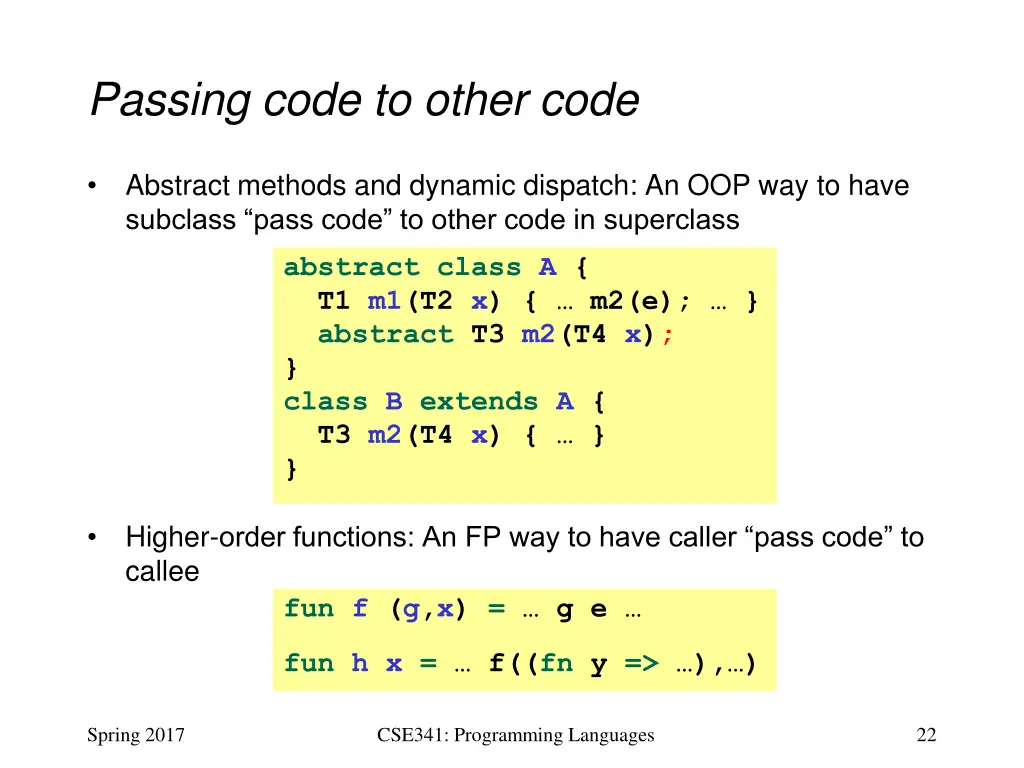 passing code to other code