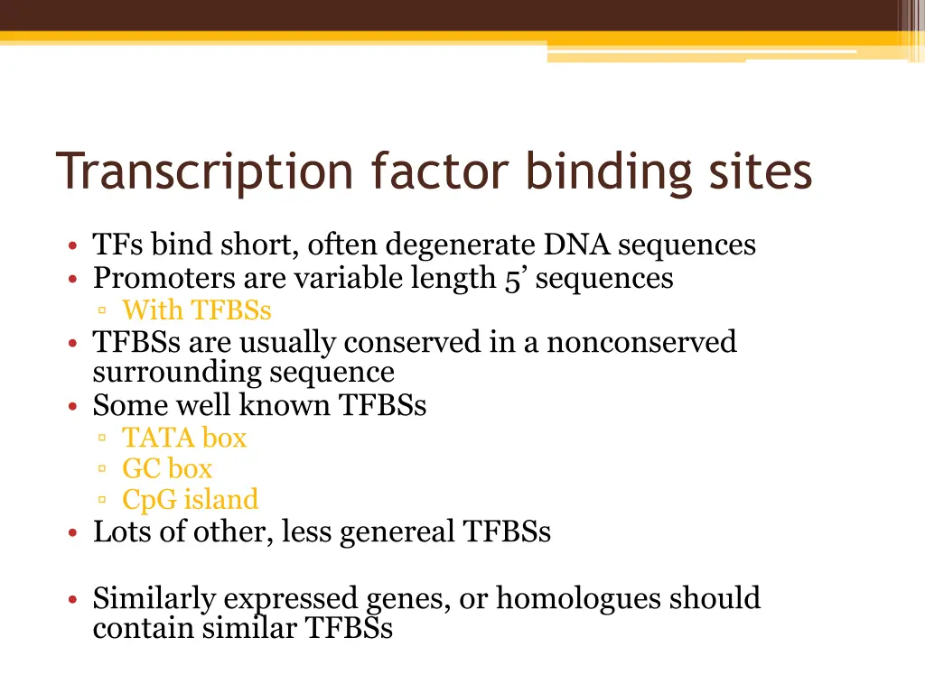 transcription factor binding sites