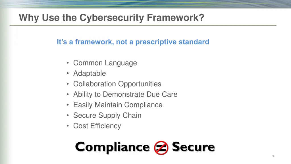 why use the cybersecurity framework