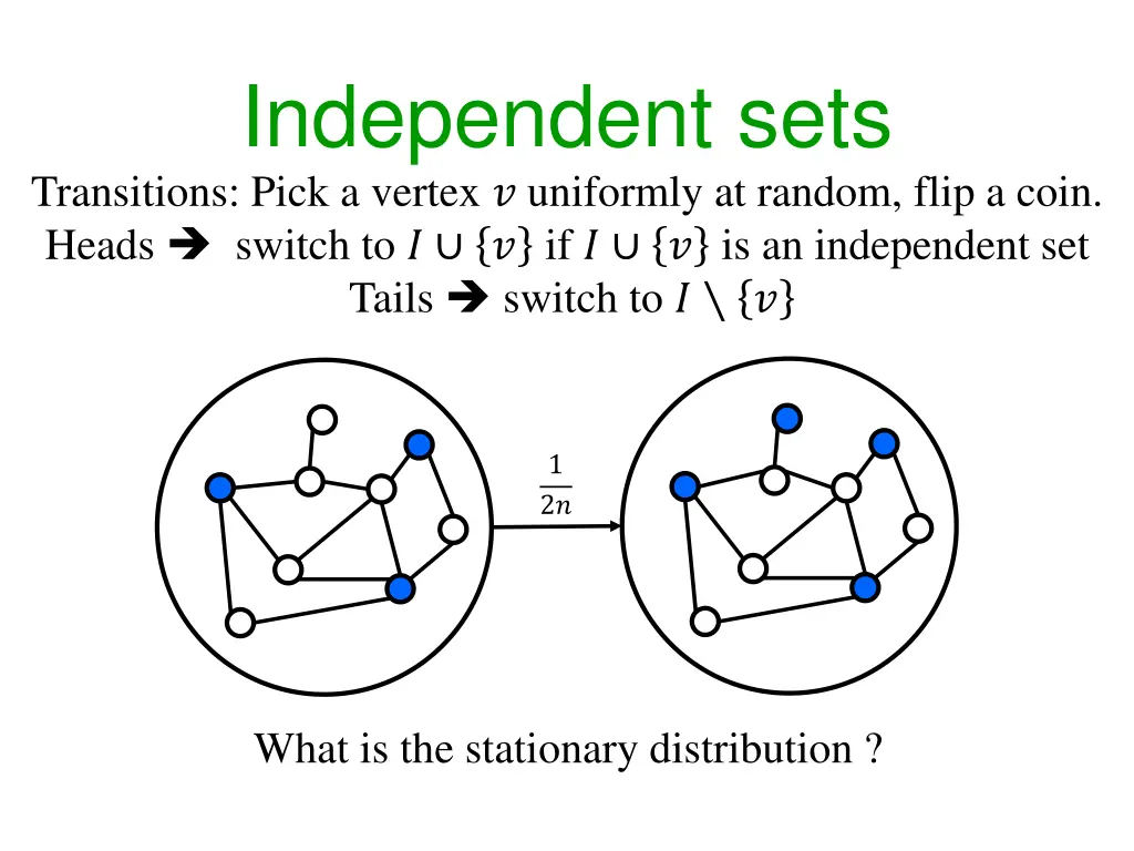 independent sets transitions pick a vertex 1
