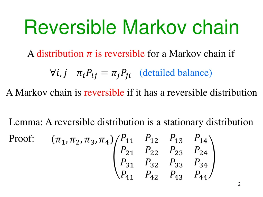 reversible markov chain