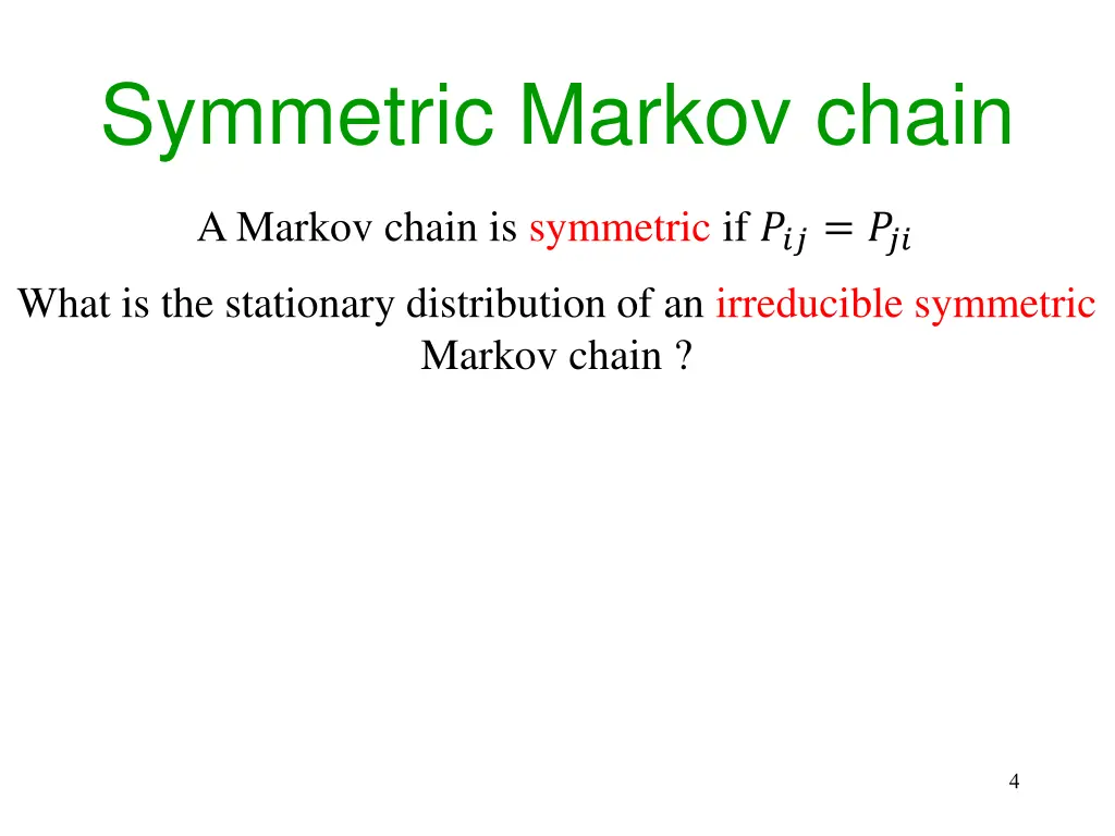 symmetric markov chain