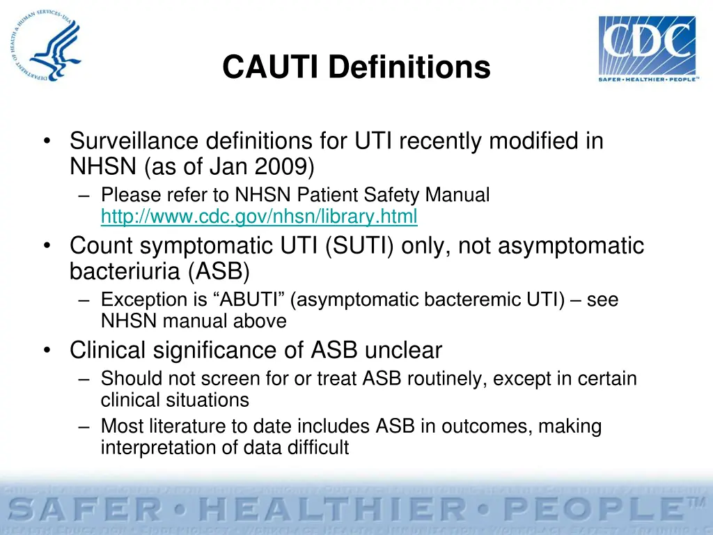 cauti definitions
