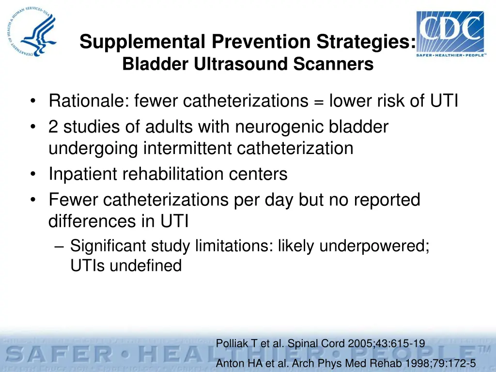 supplemental prevention strategies bladder