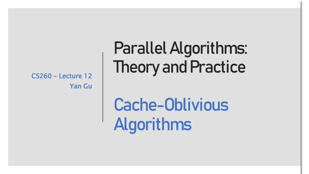 parallel algorithms theory and practice 1
