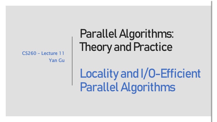 parallel algorithms theory and practice