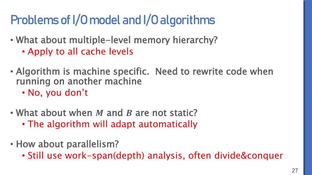 problems of i o model and i o algorithms 1