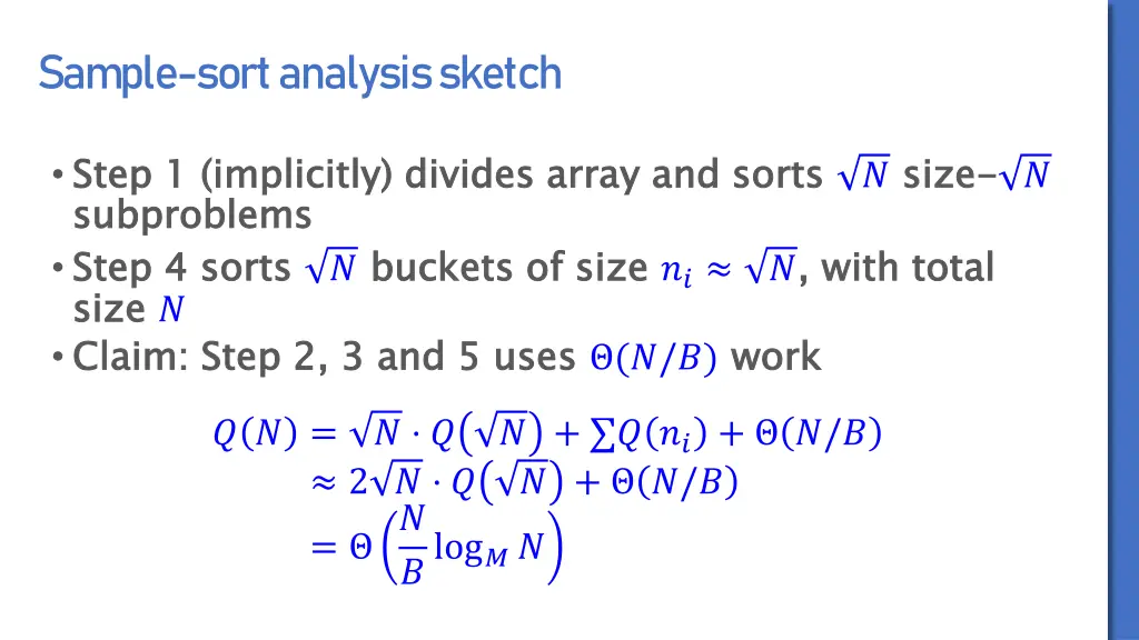 sample sort analysis sketch