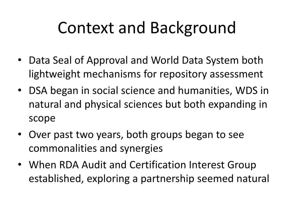 context and background