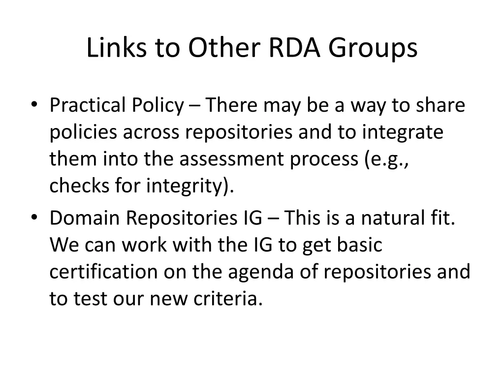 links to other rda groups