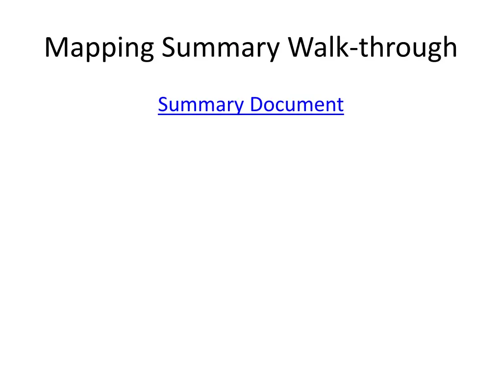 mapping summary walk through
