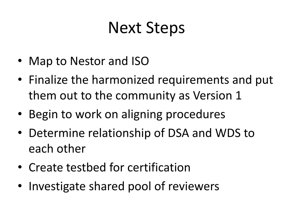 next steps