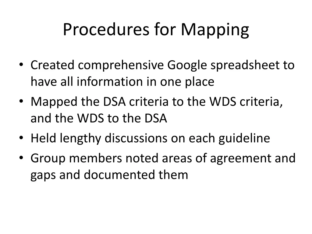 procedures for mapping