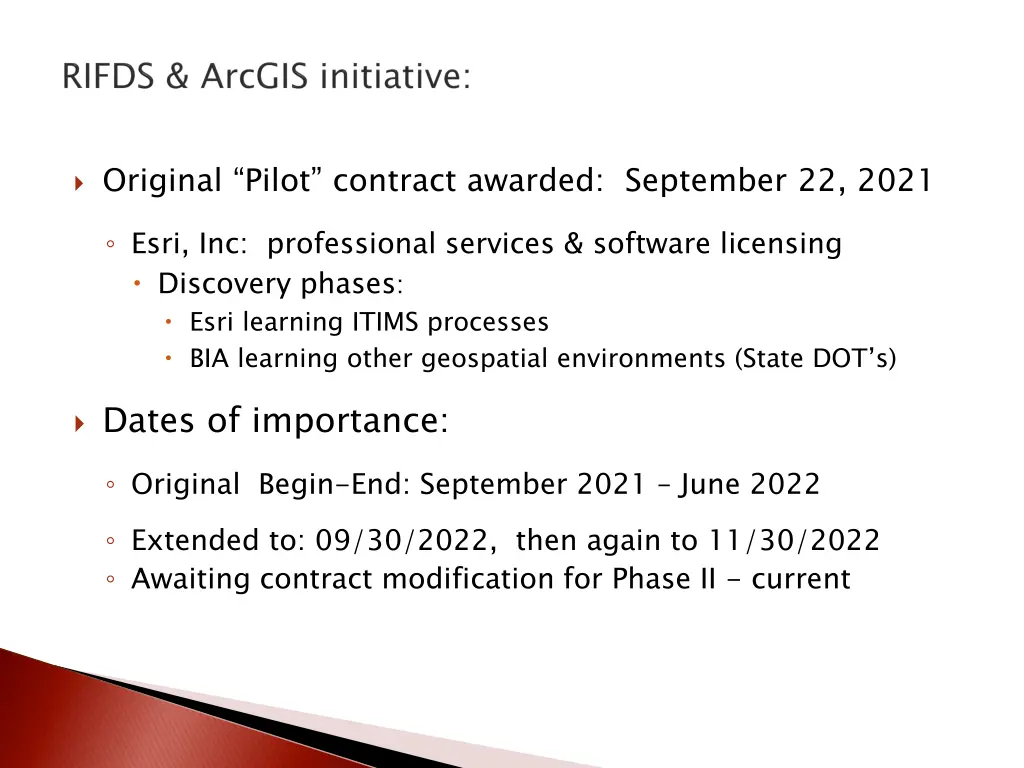 original pilot contract awarded september 22 2021