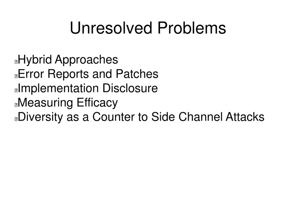 unresolved problems
