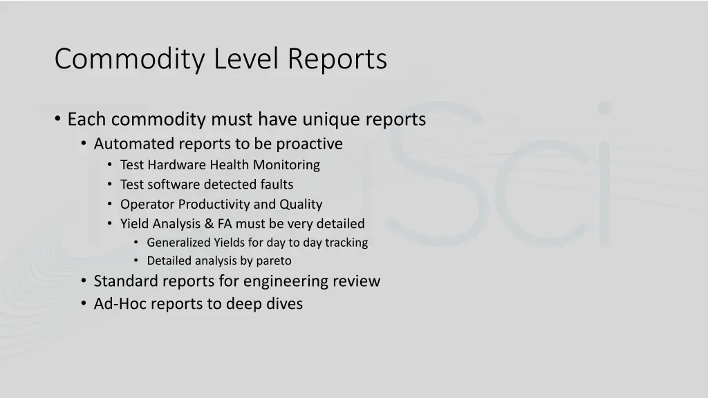 commodity level reports