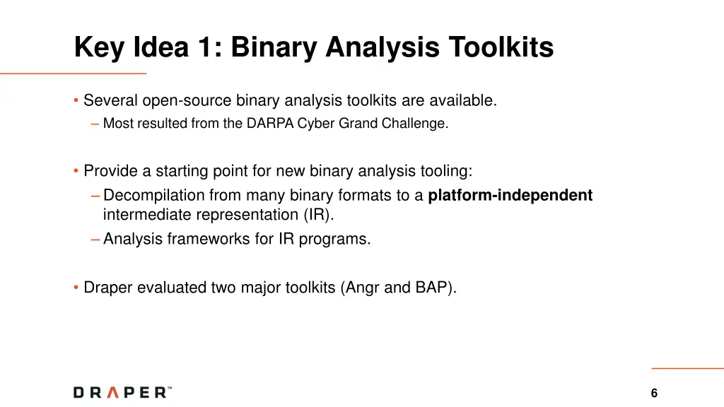 key idea 1 binary analysis toolkits