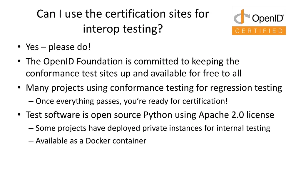 can i use the certification sites for interop