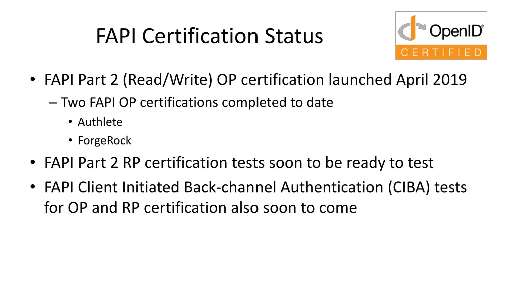 fapi certification status