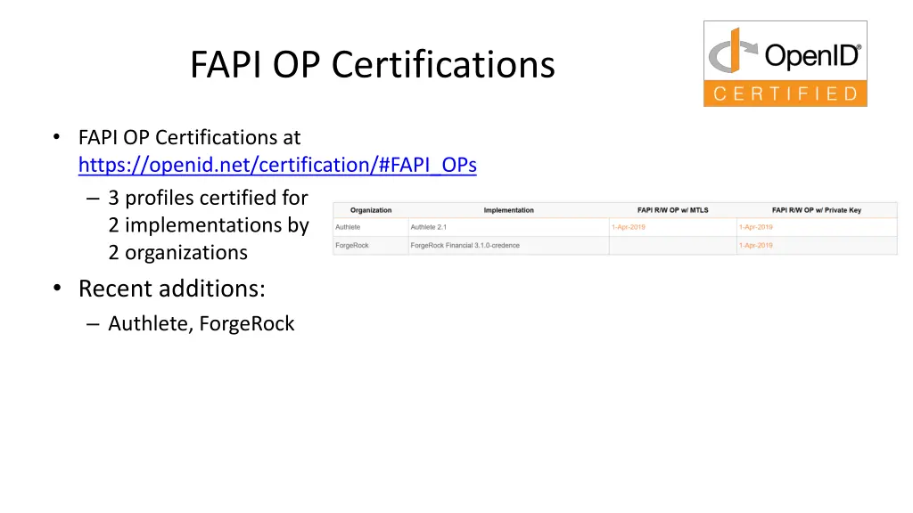 fapi op certifications