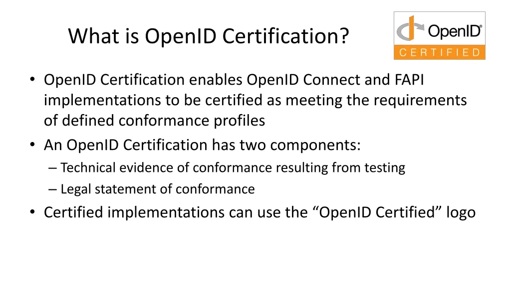 what is openid certification