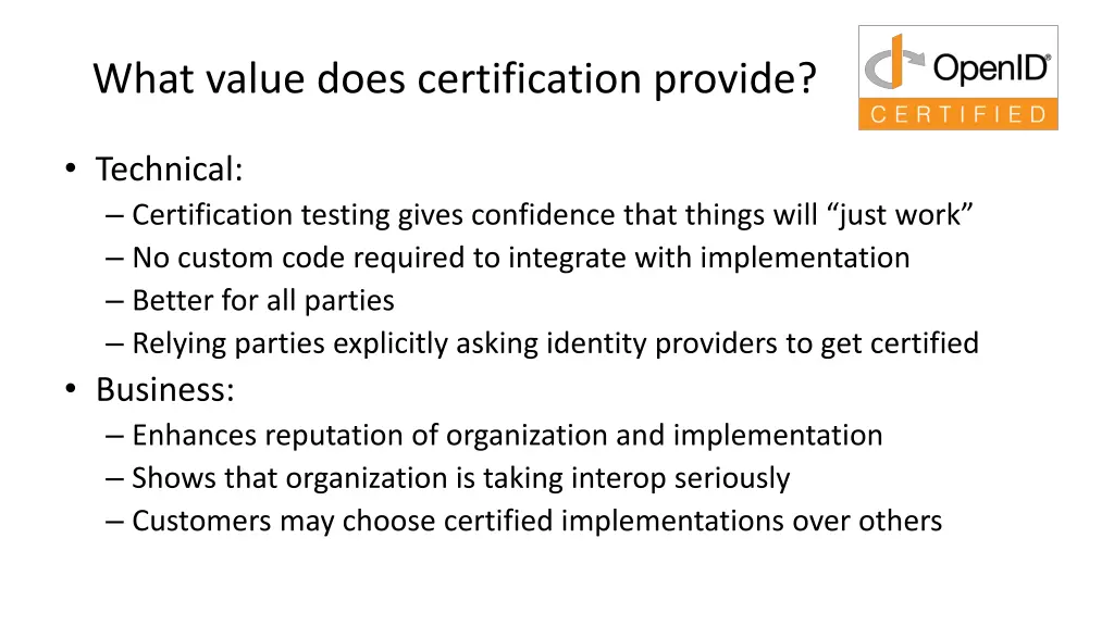 what value does certification provide