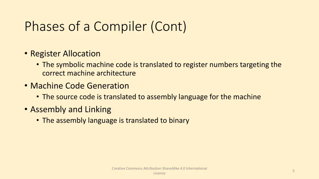 phases of a compiler cont