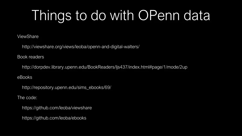 things to do with openn data