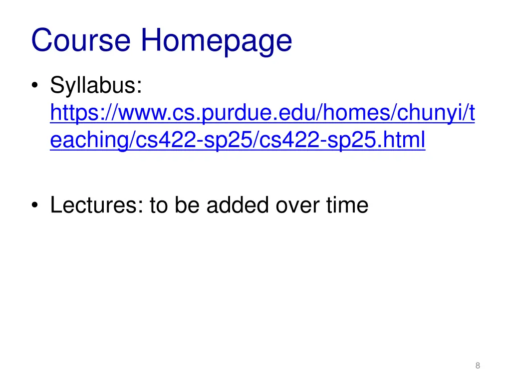 course homepage